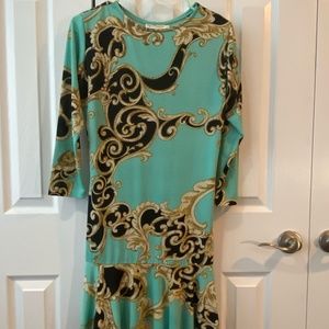 Elysa Suzanne print dress w/ruffle Made in USA size S